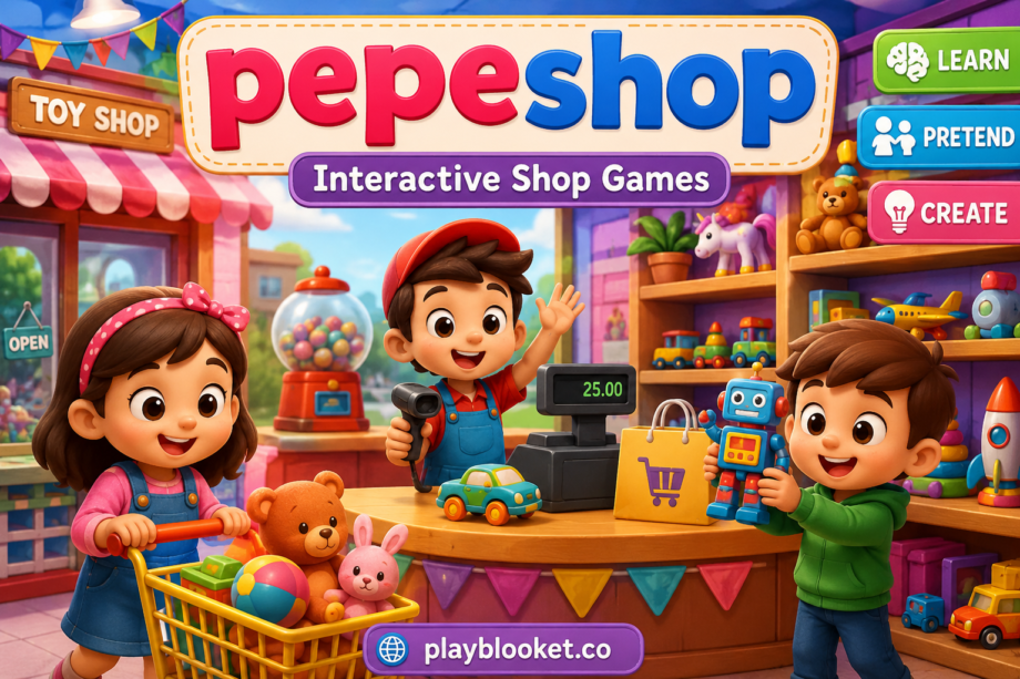 Pepeshop interactive shop game for kids with colourful characters and learning activities