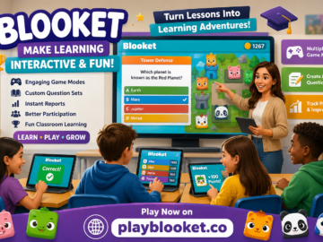 Beyond Worksheets: How Blooket Turns Everyday Lessons into Interactive Learning Adventures Teacher using Blooekt interactive classroom game with students learning through fun educational quizzes at playblooket.co