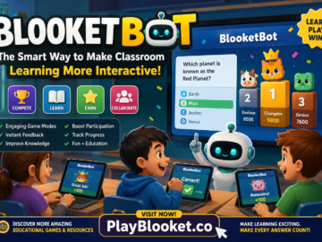 BlooketBot: The Smart Way to Make Classroom Learning More Interactive Students using BlooketBot interactive classroom review game with educational quizzes and fun learning activities, featuring PlayBlooket.co resources.