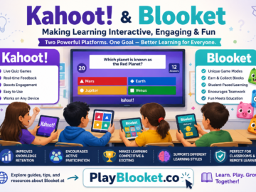 Kahoot in Modern Education: How Interactive Quiz Platforms Like Blooket Are Reshaping Student Learning Students using Kahoot and Blooket in a modern classroom to participate in interactive quizzes and game-based learning activities that improve engagement and knowledge retention.