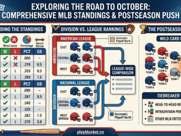 MLB Standings Explained: A Complete Guide to Division, Wild Card, and Playoff Rankings Comprehensive infographic explaining MLB standings structure, winning percentage, division versus league rankings, and Wild Card playoff rules.