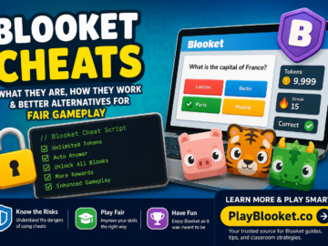 Blooket Cheats Explained: What They Are, How They Work, and Better Alternatives for Fair Gameplay Illustration showing Blooket cheats, cheat scripts, game modifications, and safe alternatives with PlayBlooket.co educational resources.