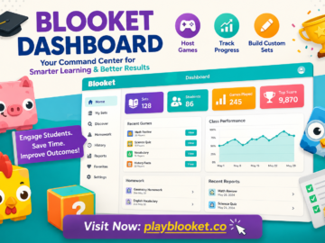 Blooket Dashboard Mastery: Unlock Smarter Game-Based Learning for Every Classroom Illustration of the Blooket dashboard showing game hosting, student progress tracking, custom question set creation, classroom reports, and the website playblooket.co.