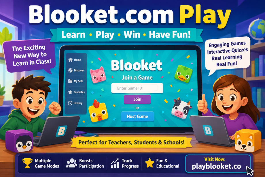 Students enjoying Blooket.com play on laptops during an interactive classroom quiz game designed to make learning fun and engaging.