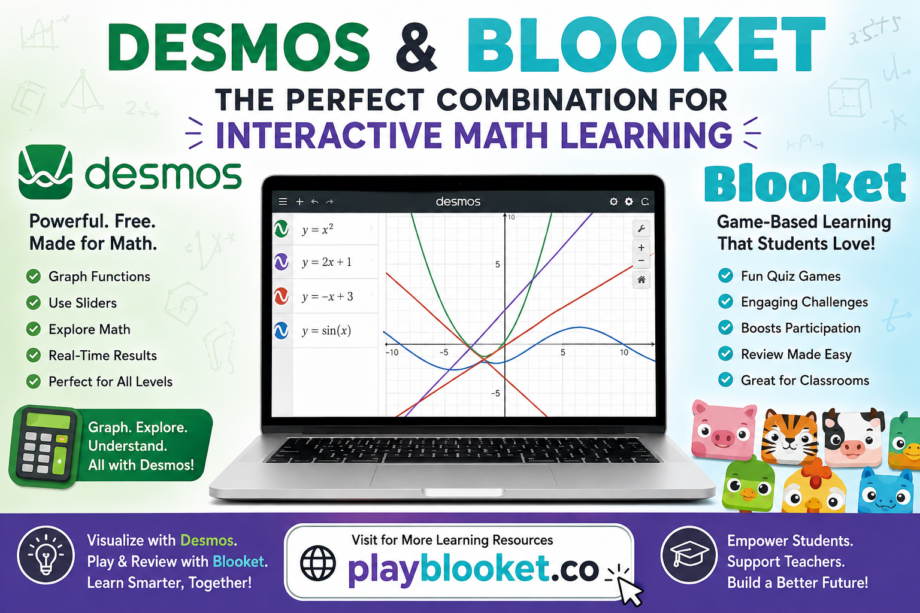 Desmos: The Complete Guide to the Free Graphing Calculator Every Student and Teacher Should Know Desmos graphing calculator with Blooket game-based learning platform for interactive math education on playblooket.co