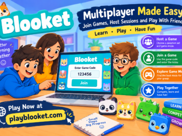 Blooket Join multiplayer game guide showing students joining a Blooket game with a game code
