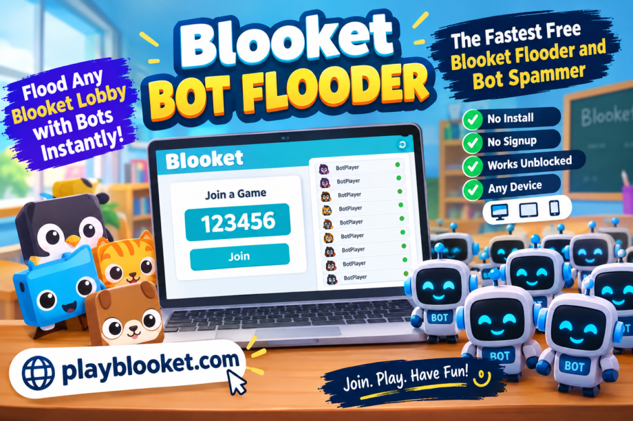 Blooket bot flooder showing automated bots in a Blooket game lobby