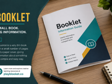 Booklet with a paper cover and a small number of pages for sharing information