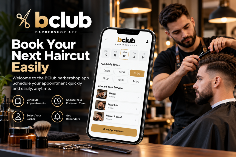 BClub barbershop app for easy haircut appointment booking
