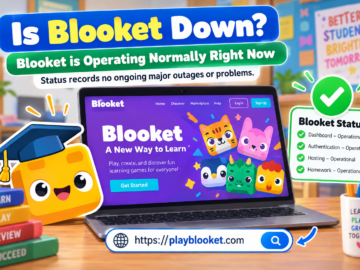 Is Blooket Down? Blooket server status illustration showing operational services, website access, and troubleshooting tips.